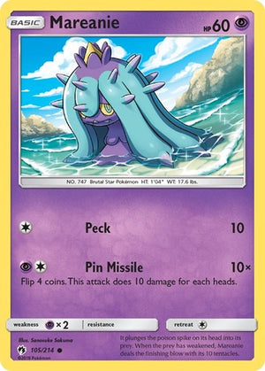 Pokemon TCG - SM - Lost Thunder - Mareanie - 105/214 - Reverse Holofoil