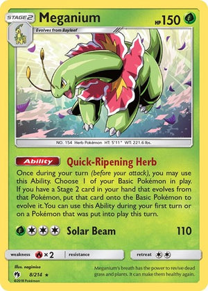 Pokemon TCG - SM - Lost Thunder - Meganium - 8/214 - Reverse Holofoil