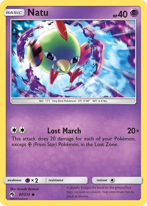 Pokemon TCG - SM - Lost Thunder - Natu - 87/214 - Reverse Holofoil