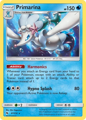 Pokemon TCG - SM - Lost Thunder - Primarina - 67/214