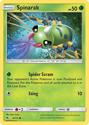 Pokemon TCG - SM - Lost Thunder - Spinarak - 9/214