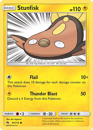 Pokemon TCG - SM - Lost Thunder - Stunfisk - 83/214 - Reverse Holofoil