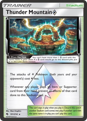 Pokemon TCG - SM - Lost Thunder - Thunder Mountain Prism Star - 191/214 - Holofoil