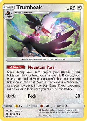 Pokemon TCG - SM - Lost Thunder - Trumbeak - 165/214 - Reverse Holofoil