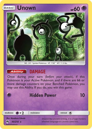 Pokemon TCG - SM - Lost Thunder - Unown - 90/214 - Reverse Holofoil
