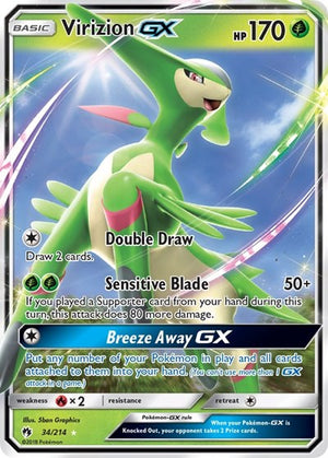 Pokemon TCG - SM - Lost Thunder - Virizion GX - 34/214 - Holofoil