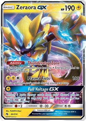 Pokemon TCG - SM - Lost Thunder - Zeraora GX - 86/214 - Holofoil
