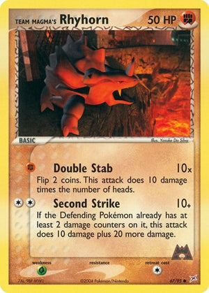 Pokemon TCG - EX Team Magma vs Team Aqua - Team Magma's Rhyhorn - 67/95 - Reverse Holofoil
