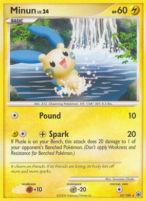 Pokemon TCG - Majestic Dawn - Minun - 25/100 - Reverse Holofoil