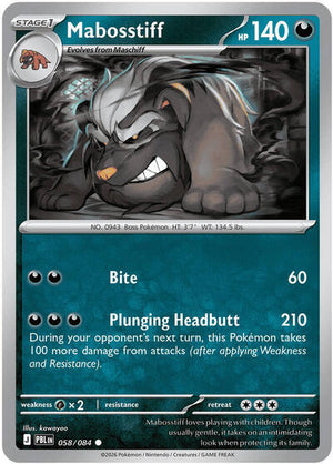 Pokemon TCG - ME05: Pitch Black - Mabosstiff - 058/084 - Reverse Holofoil