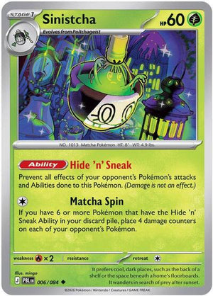 Pokemon TCG - ME05: Pitch Black - Sinistcha - 006/084 - Reverse Holofoil