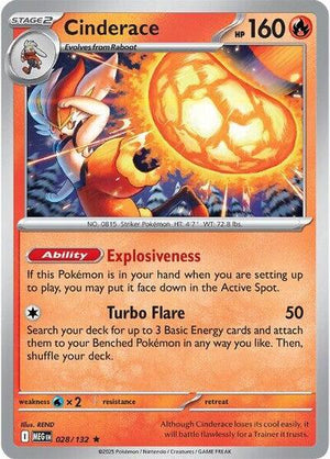 Pokemon TCG - ME01: Mega Evolution - Cinderace - 028/132 - Holofoil