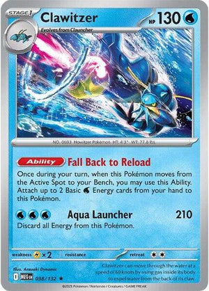 Pokemon TCG - ME01: Mega Evolution - Clawitzer - 038/132 - Reverse Holofoil