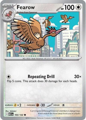 Pokemon TCG - ME01: Mega Evolution - Fearow - 103/132 - Reverse Holofoil