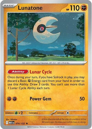 Pokemon TCG - ME01: Mega Evolution - Lunatone - 074/132 - Holofoil