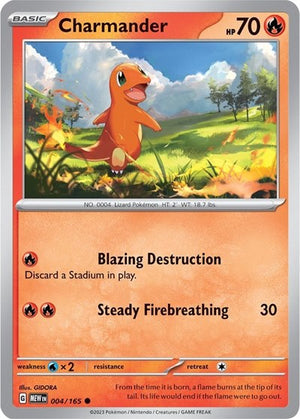 Pokemon TCG - SV: Scarlet & Violet 151 - Charmander - 004/165 - Reverse Holofoil - Playset (4x)