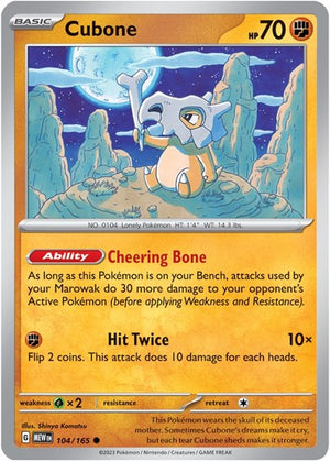 Pokemon TCG - SV: Scarlet & Violet 151 - Cubone - 104/165 - Reverse Holofoil