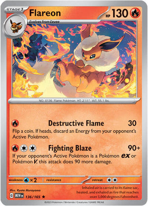 Pokemon TCG - SV: Scarlet & Violet 151 - Flareon - 136/165 - Reverse Holofoil