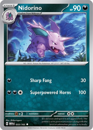 Pokemon TCG - SV: Scarlet & Violet 151 - Nidorino - 033/165 - Reverse Holofoil