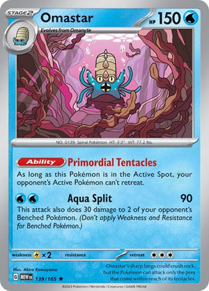 Pokemon TCG - SV: Scarlet & Violet 151 - Omastar - 139/165 - Reverse Holofoil