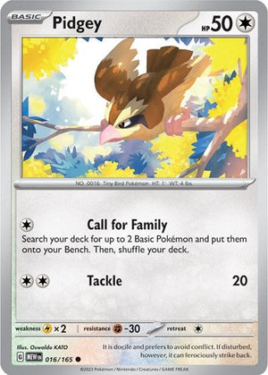 Pokemon TCG - SV: Scarlet & Violet 151 - Pidgey - 016/165 - Reverse Holofoil - Playset (4x)