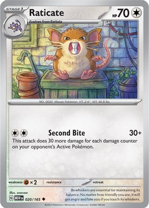 Pokemon TCG - SV: Scarlet & Violet 151 - Raticate - 020/165 - Reverse Holofoil
