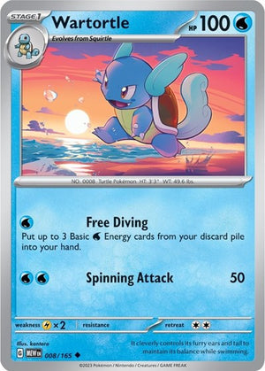 Pokemon TCG - SV: Scarlet & Violet 151 - Wartortle - 008/165 - Reverse Holofoil