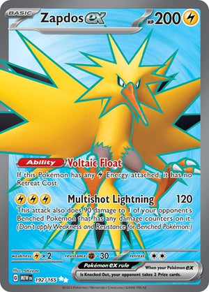 Pokemon TCG - SV: Scarlet & Violet 151 - Zapdos ex - 192/165 - Holofoil