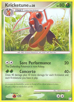 Pokemon TCG - Mysterious Treasures - Kricketune - 27/123 - Reverse Holofoil