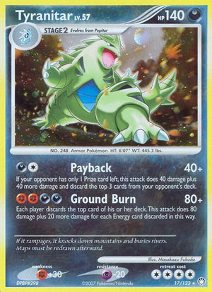 Pokemon TCG - Mysterious Treasures - Tyranitar - 17/123 - Reverse Holofoil