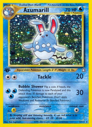 Pokemon TCG - Neo Genesis - Azumarill - 002/111 - 1st Edition Holofoil