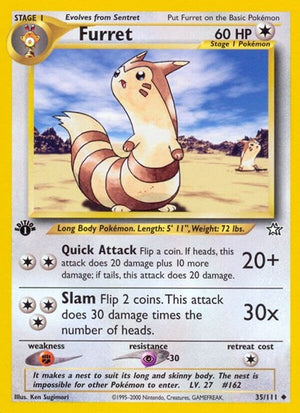 Pokemon TCG - Neo Genesis - Furret - 035/111 - 1st Edition