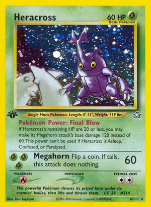 Pokemon TCG - Neo Genesis - Heracross - 006/111 - 1st Edition Holofoil
