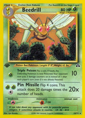 Pokemon TCG - Neo Discovery - Beedrill - 18/75 - 1st Edition