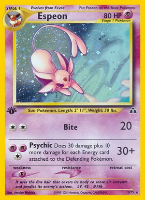 Pokemon TCG - Neo Discovery - Espeon - 01/75 - 1st Edition Holofoil