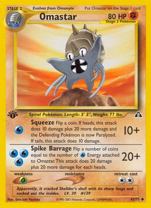 Pokemon TCG - Neo Discovery - Omastar - 43/75 - 1st Edition