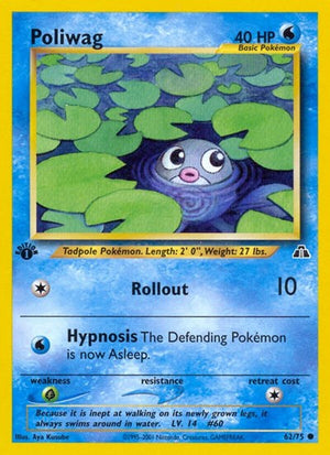 Pokemon TCG - Neo Discovery - Poliwag - 62/75 - 1st Edition