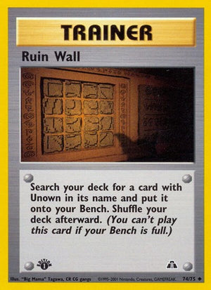 Pokemon TCG - Neo Discovery - Ruin Wall - 74/75 - 1st Edition