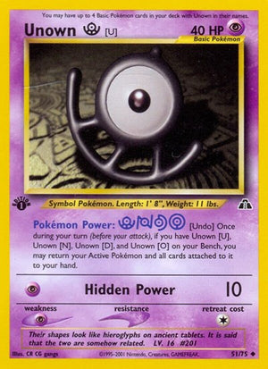 Pokemon TCG - Neo Discovery - Unown - 51/75 - 1st Edition