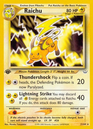 Pokemon TCG - Neo Revelation - Raichu - 21/64 - 1st Edition