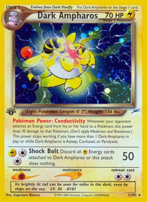 Pokemon TCG - Neo Destiny - Dark Ampharos - 001/105 - 1st Edition Holofoil