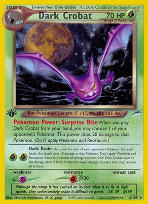 Pokemon TCG - Neo Destiny - Dark Crobat - 002/105 - 1st Edition Holofoil