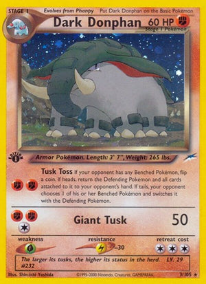 Pokemon TCG - Neo Destiny - Dark Donphan - 003/105 - 1st Edition Holofoil