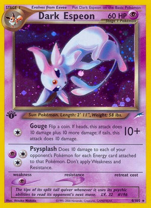 Pokemon TCG - Neo Destiny - Dark Espeon - 004/105 - 1st Edition Holofoil