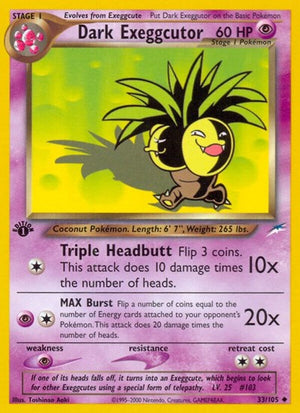 Pokemon TCG - Neo Destiny - Dark Exeggcutor - 033/105 - 1st Edition