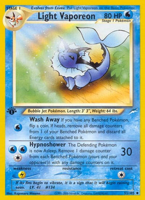 Pokemon TCG - Neo Destiny - Light Vaporeon - 052/105 - 1st Edition