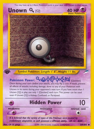 Pokemon TCG - Neo Destiny - Unown - 059/105 - 1st Edition