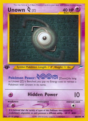 Pokemon TCG - Neo Destiny - Unown - 060/105 - 1st Edition