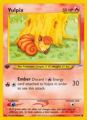 Pokemon TCG - Neo Destiny - Vulpix - 091/105 - 1st Edition