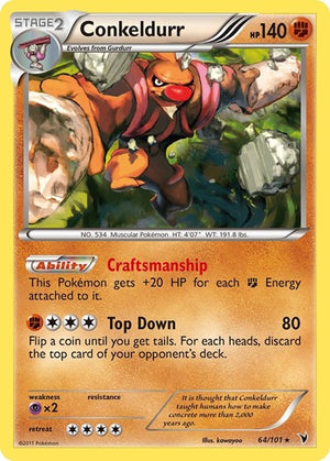 Pokemon TCG - Noble Victories - Conkeldurr - 64/101 - Reverse Holofoil
